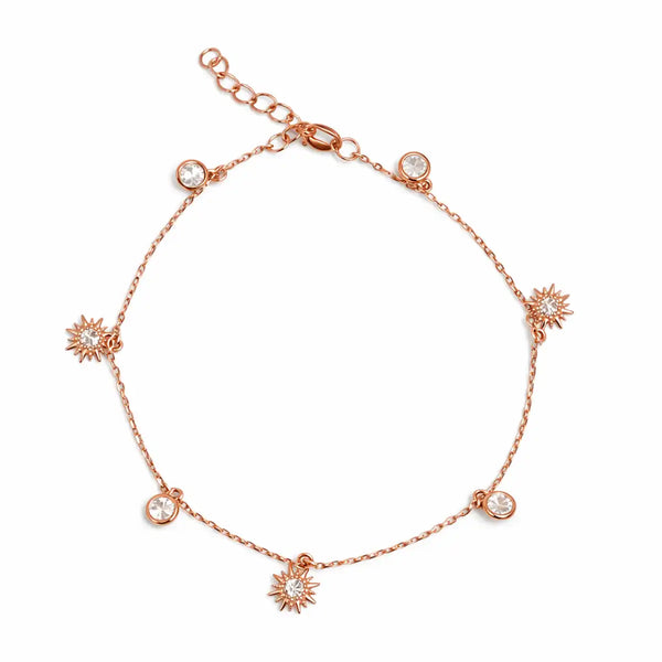 Rose Gold Sunburst Charm Bracelet