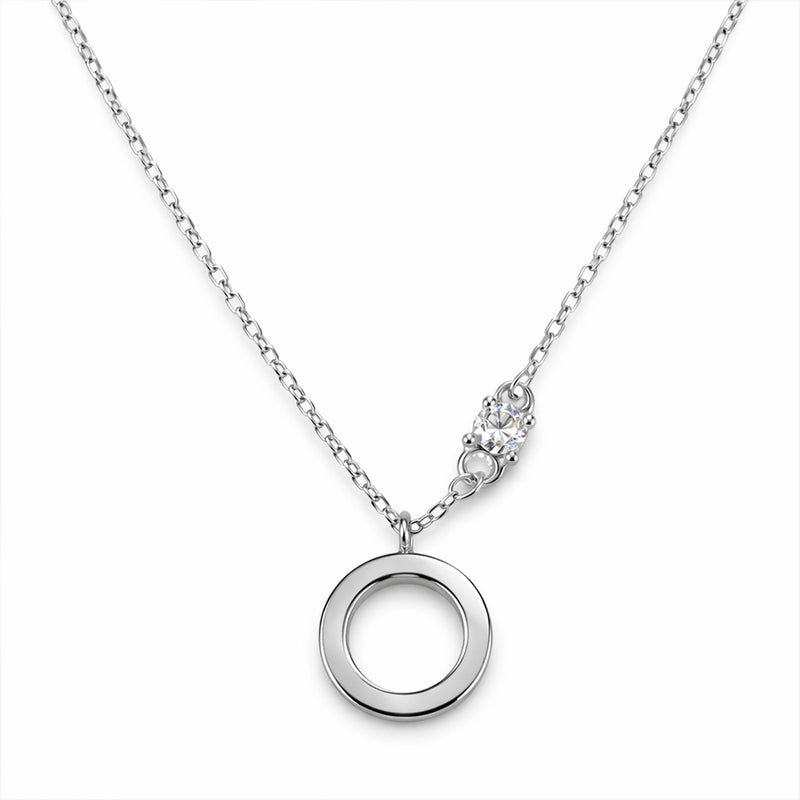 Silver Circle Pendant Necklace.