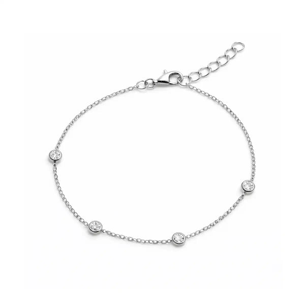 The Silver Minimal Crystal Station Bracelet