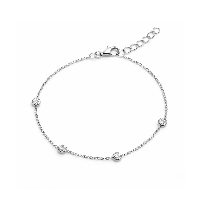 The Silver Minimal Crystal Station Bracelet