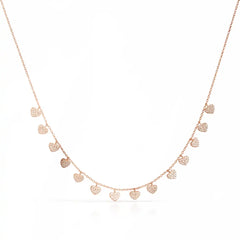 Rose Gold Shimmering Heart Droplet Necklace