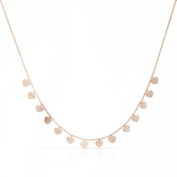 Rose Gold Shimmering Heart Droplet Necklace