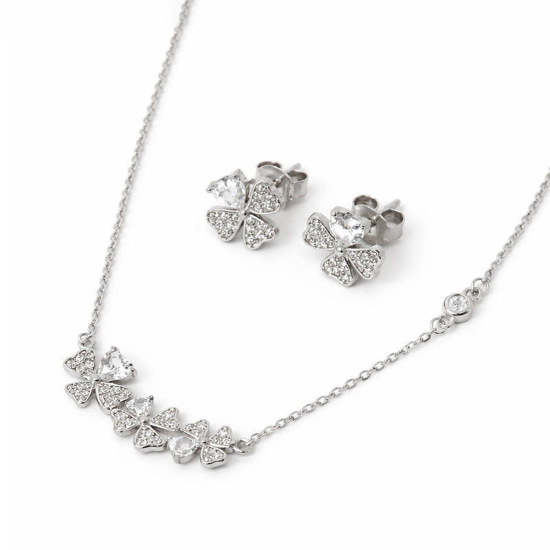 Blossom Silver Necklace & Stud Combo