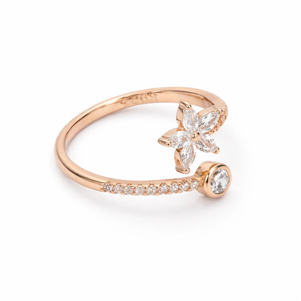 Rose Gold Floral Wrap Crystal Ring