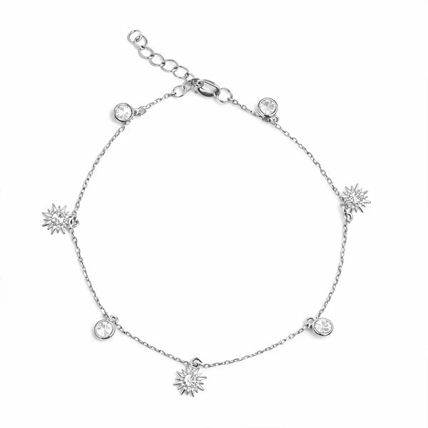 Silver Sunburst Charm Bracelet