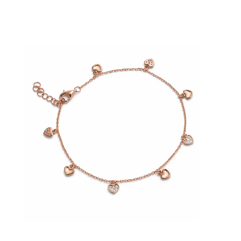 Rose Gold Heart Charm Bracelet