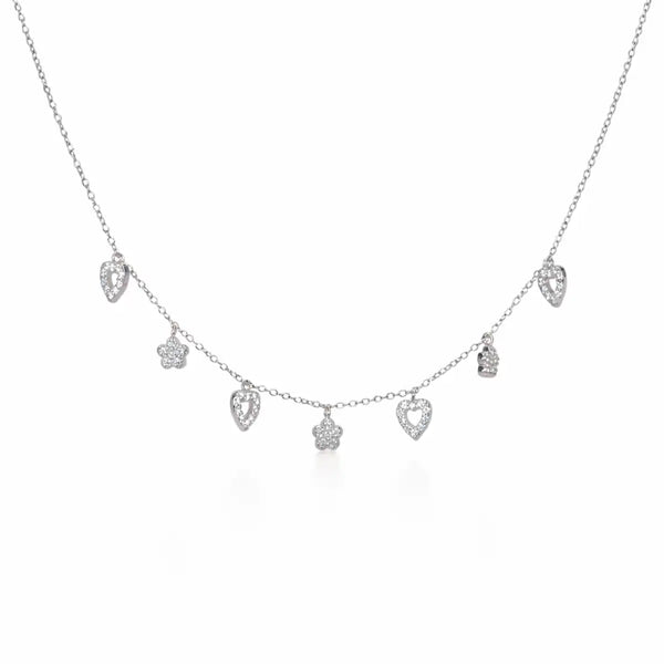 Silver Heart-Star Necklace
