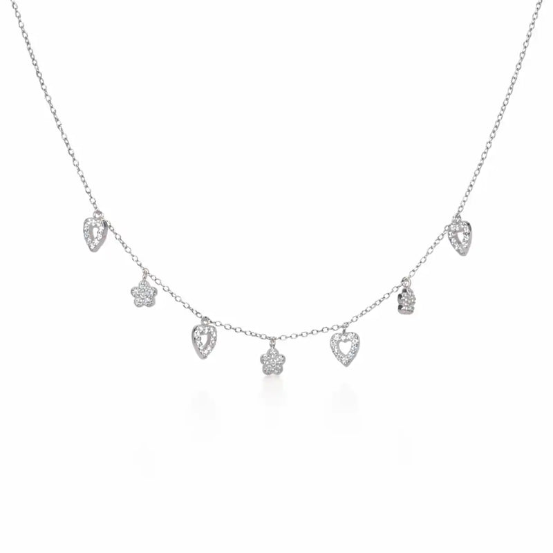 Silver Heart-Star Necklace