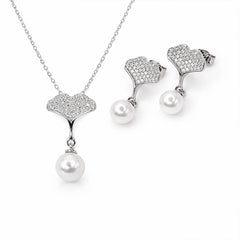 Pearl Grace Silver Pendant & Stud Combo