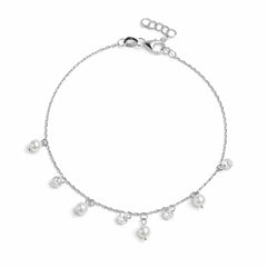 Silver Pearl & Crystal Charm Bracelet